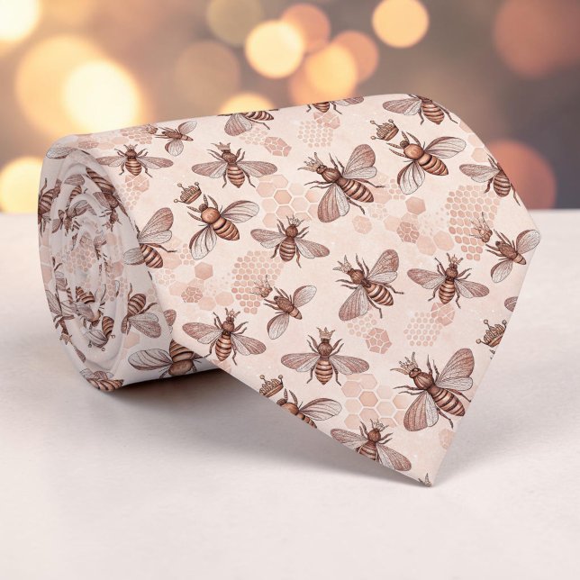 Gravata Pink Bee Pattern Custom Necktie (Criador carregado)