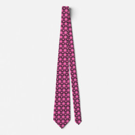 Gravata Pink Black Buffalo Heart Plaid Neck Tie