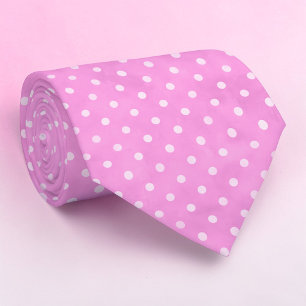 Gravata Pink com Bolinhas Brancas Mini