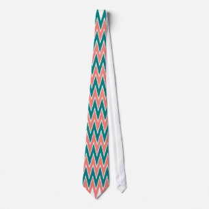 Gravata Pink Coral e Padrão Zigzag Teal