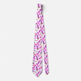 Gravata Pink Flamingo Feathers Neck Tie