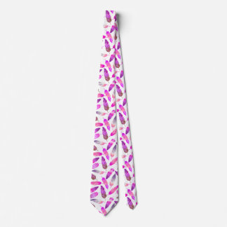 Gravata Pink Flamingo Feathers Neck Tie
