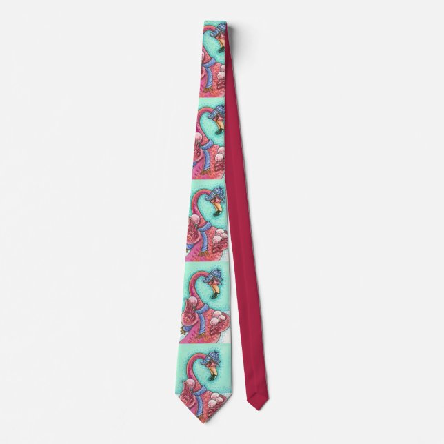 Gravata Pink Flamingo Snowbolas HOLIDAY TIE (Frente)