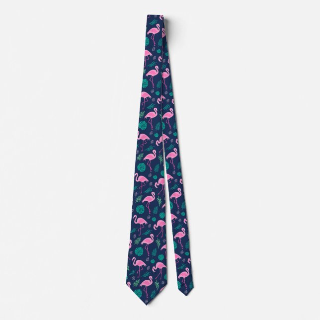 Gravata Pink Flamingo Tropical Tie (Frente)