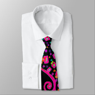 GRAVATA PINK FUCHSIA BLACK ABSTRATO DECO