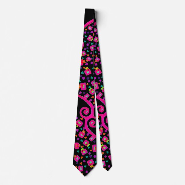 GRAVATA PINK FUCHSIA BLACK ABSTRATO DECO (Frente)