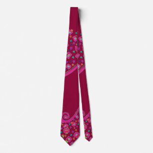 GRAVATA PINK FUCHSIA RED BURGUNDY ABSTRATO DECO