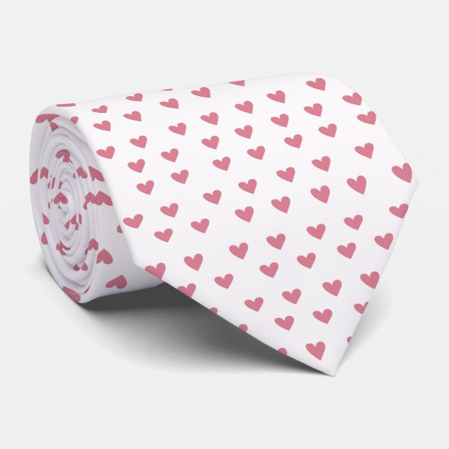 Gravata Pink hearts (Rolled)