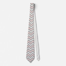 Gravata Pink, off-white and light grey chevron 