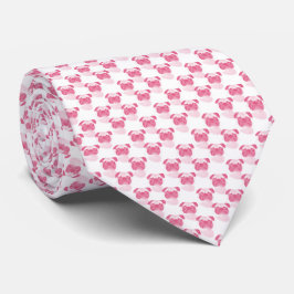 Gravata PINK PINK Grumpy Pug Patterno