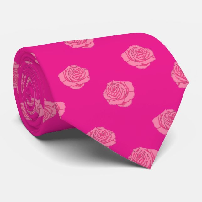 Gravata Pink roses (Rolled)