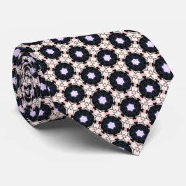 Gravata Pink Stars and Cream Rings Neck Tie