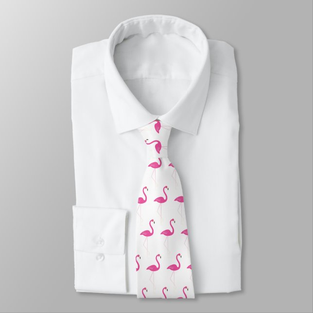 Gravata Pink & White Flamingo Tie (Amarrado)