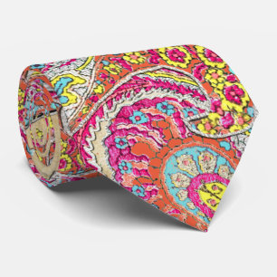 Gravata Pink Yellow Aqua Vintage Paisley Wedding Tie