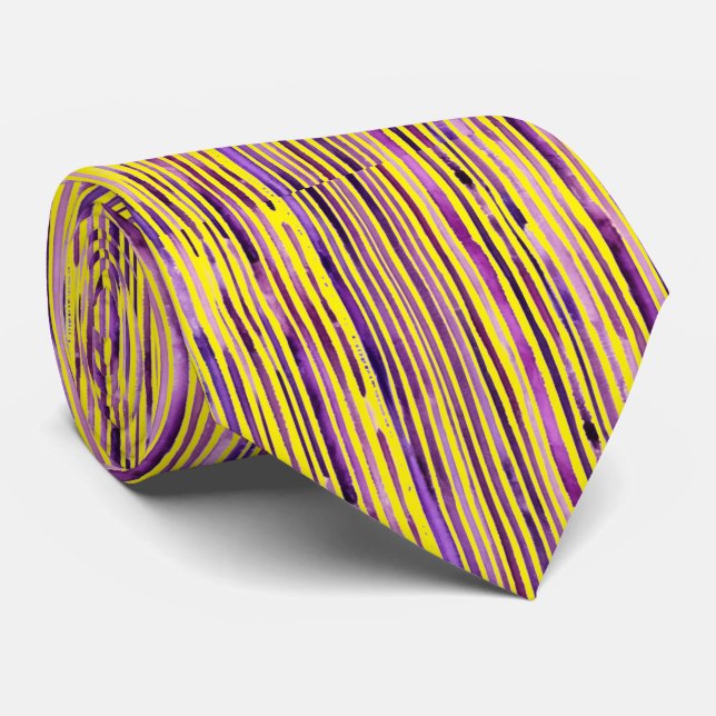 Gravata Pink Yellow Neon Abstract Violet Purple Artsy Gift (Rolled)