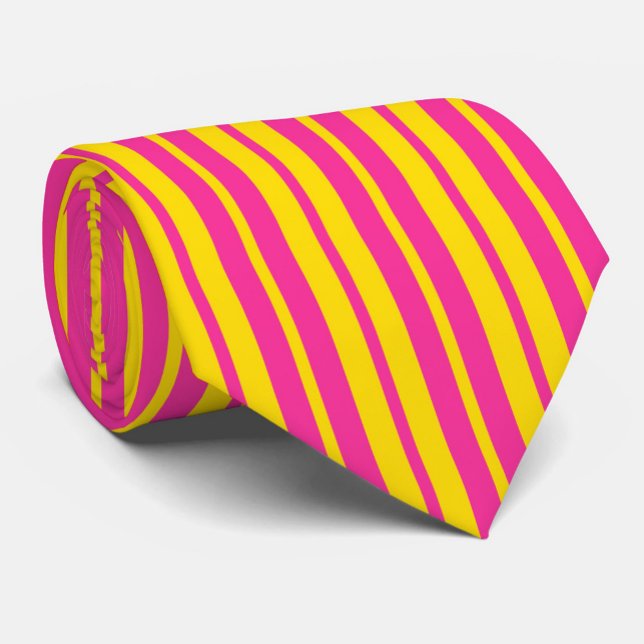 Gravata Pink Yellow Stylish Stripes Pattern Design  (Criador carregado)