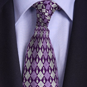 Gravata Pino da Boliche de Argyle Retro Roxo