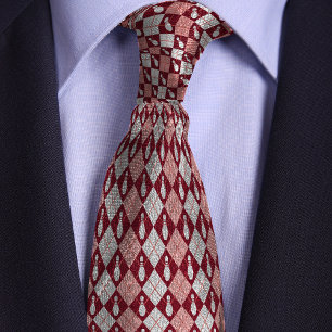 Gravata Pino da Boliche Red Retro Argyle