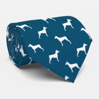Pinscher Alemão Silhouettes Padrão Azul e Branco