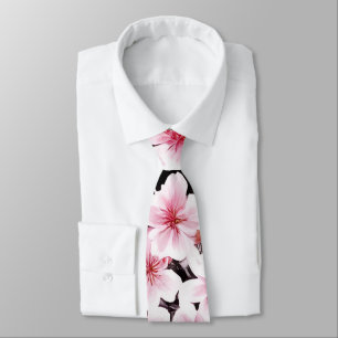 Gravata Pintado Pink & Black Cherry Blossomn