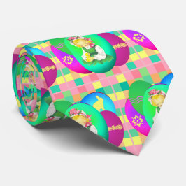 Gravata Pintinho de Páscoa e Xadrez de Ovos de Páscoa para