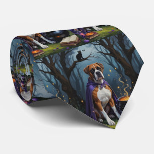 Gravata Pintura caprichosa de Halloween com cão Boxer