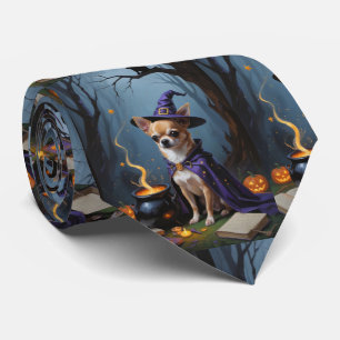 Gravata Pintura caprichosa de Halloween com cão Chihuahua