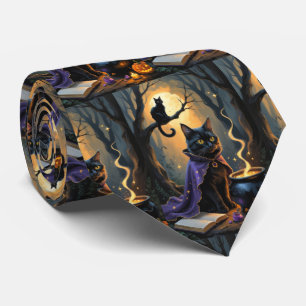 Gravata Pintura Caprichosa de Halloween de Gato Preto