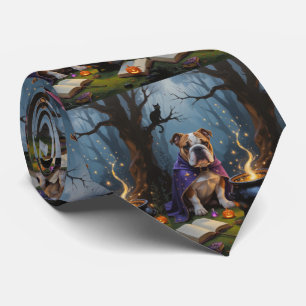 Gravata Pintura Caprichosa de Halloween do Bulldog