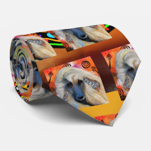 Gravata Pintura de Arte Kokopelli do Afghan Hound