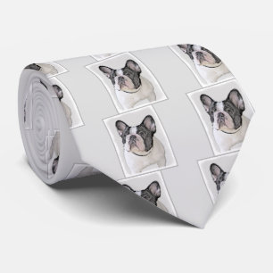 Gravata Pintura de Bulldog Francês (Brindle Pied) - Arte 