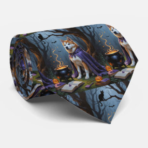 Gravata Pintura de Halloween Caprichosa do Cão Akita
