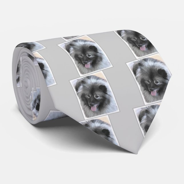 Gravata Pintura de Keeshond Bailey - Arte de Cachorro Orig (Rolled)