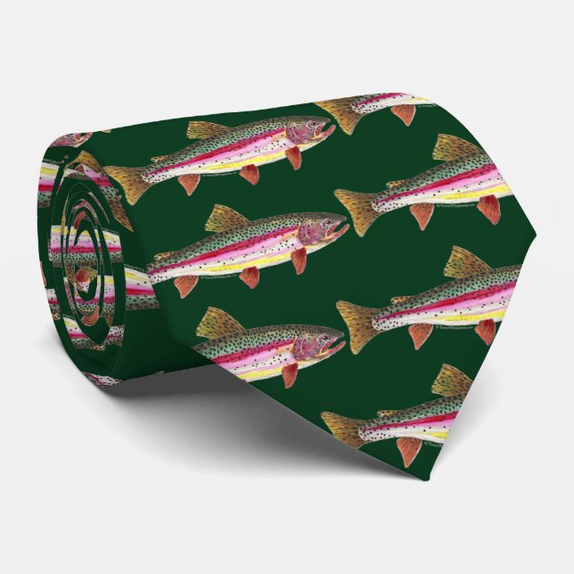 Gravata Pintura de peixes-arco-íris para pescadores anglas (Rolled)