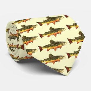 Gravata Pintura de Peixes de Brook Trout