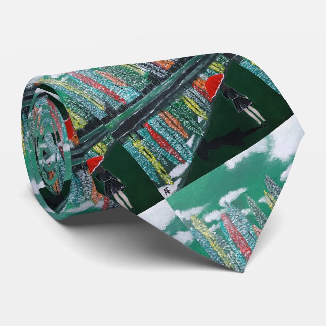 Gravata Pintura de Reflexão do outono por Alfred Fox (Rolled)