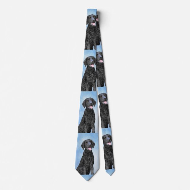 Gravata Pintura De Retriever Revestida Curly - Arte De Cão (Frente)