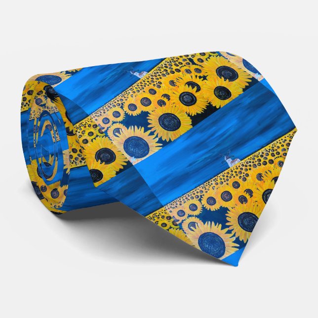 Gravata Pintura em campo de girassol por Alfred Fox (Rolled)