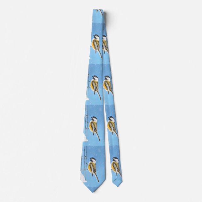 Gravata Pintura no alimentador - Arte de pássaro original (Frente)