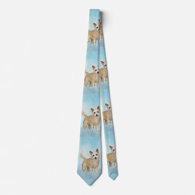 Gravata Pintura Portuguesa do Podengo Pequeno - Arte Origi (Frente)