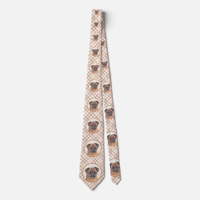 Gravata Pintura Suave em Bruxelas Griffon Pintura Original (Frente)