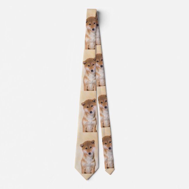 Gravata Pintura (vermelha) de Shiba Inu - arte original do (Frente)