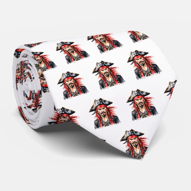 Gravata Pirates Sports Mascot Necktie em Branco (Rolled)