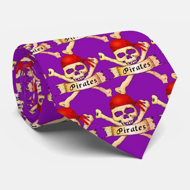 Gravata Pirates Team Mascot Futebol Baseball Tie (Rolled)