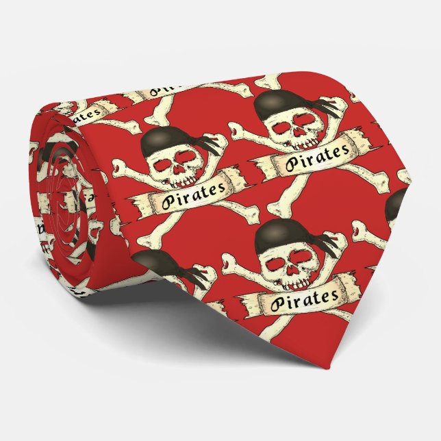 Gravata Pirates Team Mascot Futebol Baseball Tie (Rolled)