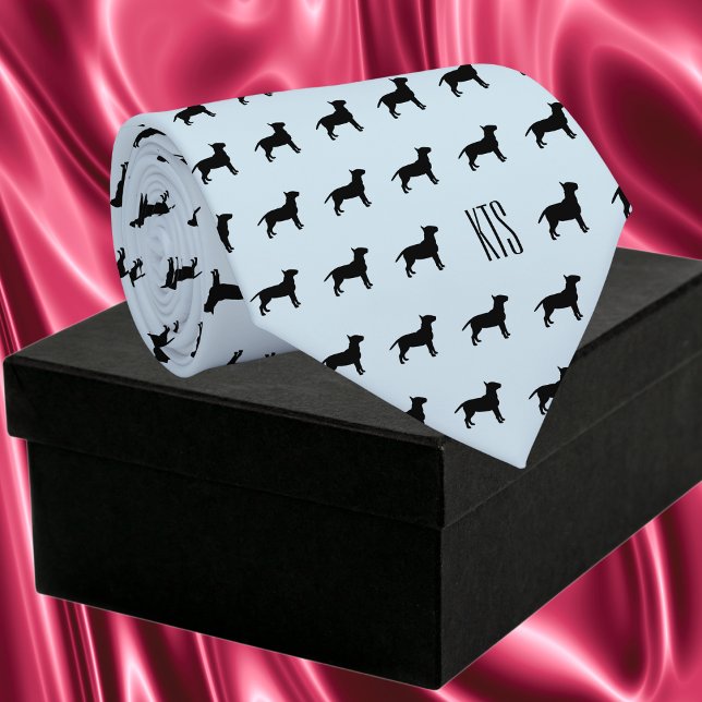 Gravata Pit Bull Cães Padrão Monograma Veterinário (Pit Bull Dogs Pattern Veterinarian Neck Tie)