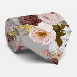 Gravata PixDezine H2 Burgundy Blush Rosas DIY Fundo N