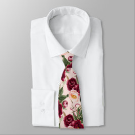 Gravata PixDezine H2 Flores Burgundy Beijo Peônias