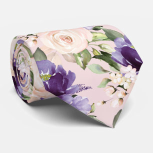 Gravata PixDezine H2 Flores Rosa Violeta Roxo Ne