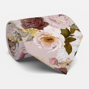 Gravata PixDezine H2 Rosas Bege Borgonha Fundo DIY